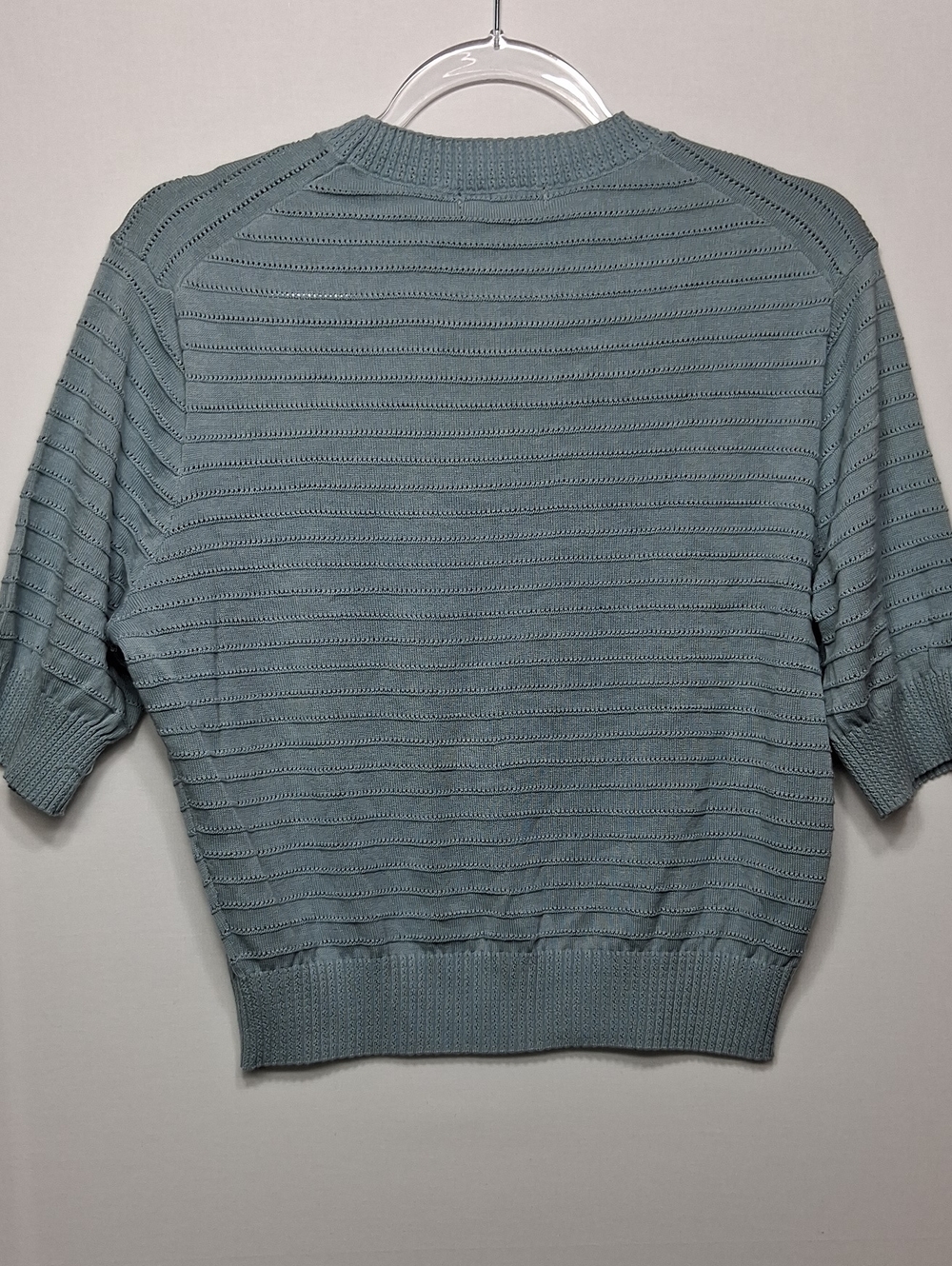 FRYE Light Blue Knit Short Sleeve Sweater - Picture 5 of 8